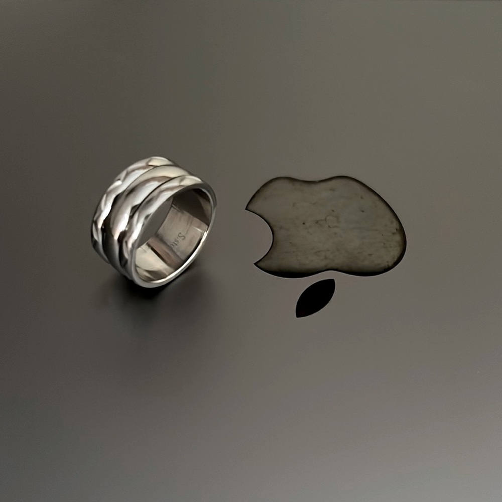 Stainless steel III wide band ring